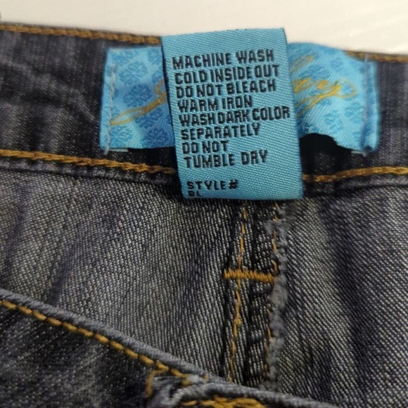 JEANBAY Blue Capri Jeans Woman's Size 14W Embroidered Pockets Y2K Retro Stretch - Picture 10 of 12